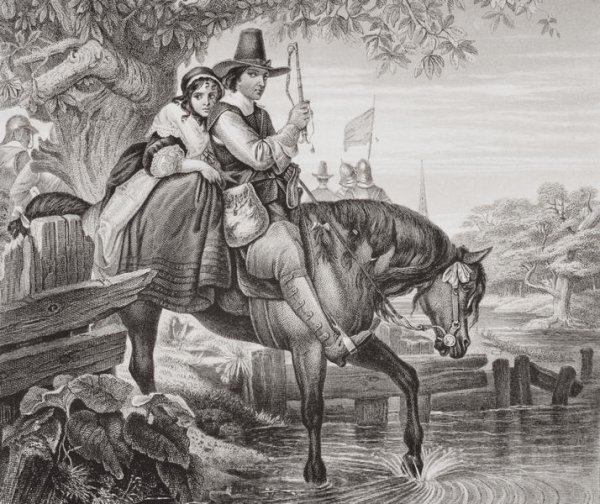 Charles II (1630-85) in disguise, aided in his escape by Jane Lane after defeat at the Battle of Worcester in 1651, from Illustrations of English and Scottish History Volume I