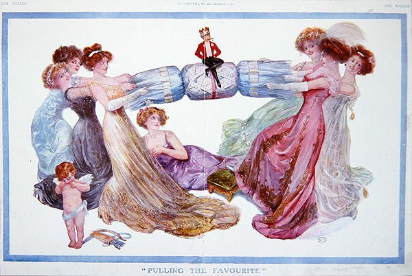 Pulling the Favourite, cartoon from Tatler magazine, 1st December 1909