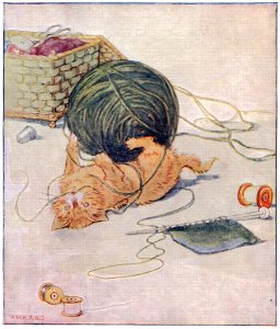 Things are not always what they seem..., illustration from Cuddly Kitty and Busy Bunny, by Clara G. Dennis, published by Thomas Nelson and Sons, Ltd., 1926