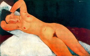 Reclining Nude With Left Arm Resting On Forehead