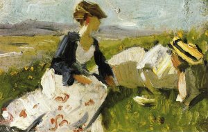 Two Women On The Hillside  Sketch