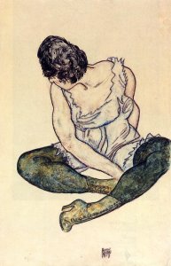 Seated Woman With Green Stockings