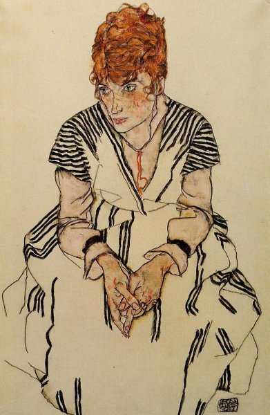 The Artists Sister In Law In A Striped Dress  Seated