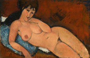 Reclining Nude With Left Arm Resting On Forehead