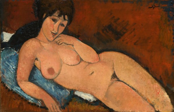 Nude On A Blue Cushion